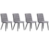 4 x Velevt Upholstered Dining Chairs High Back Kitchen Padded Seat w/ Metal Legs