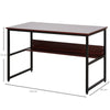 2-Tier Writing Desk Metal Frame Smooth Shelves Storage Shelf Brown