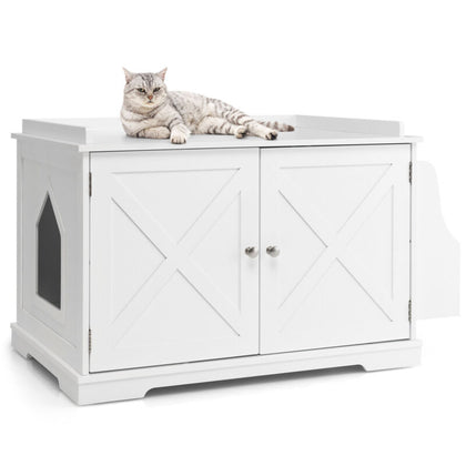 Large Cat Litter Box Enclosure Hidden Cat Washroom Cat House with Storage Rack