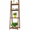 4 Tier Wooden Plant Stand Folding Flower Shelf Display Ladder Free Standing