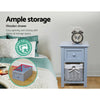 2 x Wood Bedside Tables Night Stand Cabinet Storage Drawer Wicker Baskets UK
