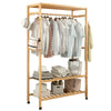 Bamboo Clothes Rail Garment Storage Coat Hat Hanging Shelf Rolling Trolley Stand