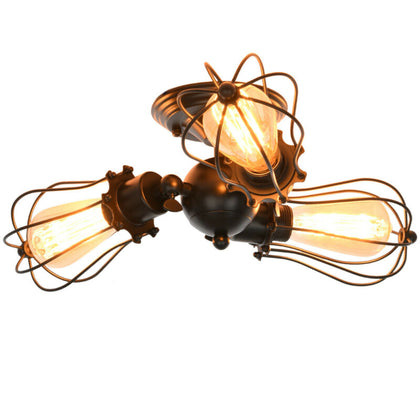 Vintage Ceiling Lights Adjustable Socket Industrial Chandeliers Metal Wire Cage