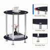 2pcs Round Black Tempered Glass Sofa Side End Table Bedside Table with Storage
