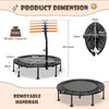 Foldable Mini Trampoline 115cm Exercise Trampoline w/ Height Adjustable Handrail