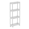 4-Tier Storage Trolley Slim Storage Shelf with Wheels Kitchen Bathroom White