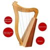 SYST 15 String Harp Wooden Mahogany Musical Irish Lyre Harps with Tuning Wrench