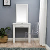 Dressing Table Jewelry Makeup Desk Table with Sliding Mirror 1 Drawer & Shelves