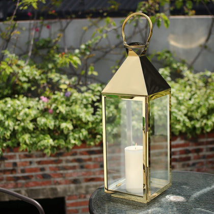 Stainless Steel Tall Glass Lanterns Floor Lantern Candle Tealight Holders Garden