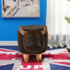 Dark Brown Bull Footstool Faux Leather Ottomans Living Room Home Gift Children