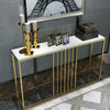 Slim Narrow Hallway Console Table Scratch-proof Marble Long Bar Table Gold Legs