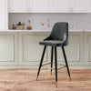 Set of 2 Velvet Bar Stools Metal Leg Padded Seat Breakfast Stools Kitchen Chair