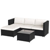 L-shaped Corner Sofa Glass Table Stool Rattan Garden Furniture Patio Lounge Set