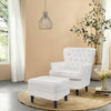 Modern Upholstered Velvet Armchair Matching Footstool Sofa Chair With Wood Legs