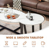 Set of 2 Modern Coffee Nesting Table Set Oval & Round Table Solid Steel Legs