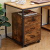 Rolling Wood Office Storage Cabinet Drawers Wheels File Cabinet Lockable Rolling