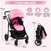 2 in 1 Baby Stroller Foldable Pushchair Reversible Seat With Adjustable Canopy