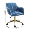 Blue Swivel Computer Desk Chair Crushed Velvet Padded Home Office Gas Lift Chair
