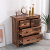 Rustic Brown Chest Of 4 Drawers Wooden Storage Unit Black Metal Handles Bedroom