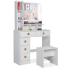Dressing Table with Drawers, Mirror Stool Set Makeup Desk Vanity Table Bedroom