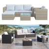Rattan Garden Patio Outdoor Indoor Wicker Sofa Chairs Set Glass Top Coffee Table