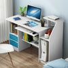 PC Computer Desk Writing Study Gaming Table Drawer Shelves Bookshelf Workstation