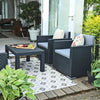 4 Pc Black Lounge Garden Furniture Patio Rattan Design Conversation Set Cushions