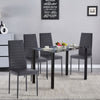 4x Black Faux Leather Dining Chairs&Black Clear Tempered Glass Dining Table Set