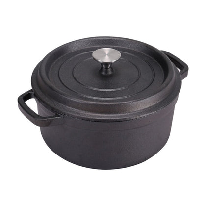 4.2L Cast Iron Soup Deep Pot Griddle Non-Stick Stewing Pan With Lid & Handles UK