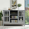 Grey Wood TV Cabinet Stand Unit Sideboard Cupboard Storage Shelves Console