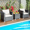 3 PCS Patio Wicker Bistro Set Outdoor Rattan Sofa Set Conversation Furniture