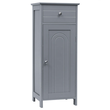 Bathroom Storage Cabinet Floor Standing Wooden Cupboard w/ Single Door & Drawer