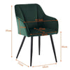 2pcs Green Velvet Dining Chairs Set Padded Seat Metal Legs Kitchen Furniture