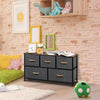 Chest of Drawers 5 Fabric Drawers Metal Frame Bedroom Storage Cabinet Dark Grey
