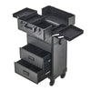 Black Makeup Trolley Case Beauty Trolley Case Vanity Case Box on Wheels w/Drawer