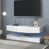 Modern TV Stand White High Gloss Doors Storage TV Cabinet With RGB LED Lights