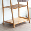 Hallway Bedroom Bamboo Clothes Rail 3 Tiers 2 Side Hooks Bags Coat Stand Hanger