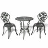 Garden Bench Cast Aluminium Outdoor Park Seat Chair & 3 Piece Dining Set Table