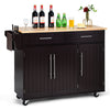 Kitchen Storage Trolley Cart Rolling Island Shelves Cupboard 3 Doors Cabinet Bar