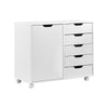 Mobile Filing 5 Drawer Pedestal Cabinet File Storage with Door Home Office White
