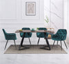 150cm Wooden Dining Table and 4 Velvet Chairs Set Padded Seat Home Kitchen Grey