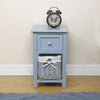 2 x Wood Bedside Tables Night Stand Cabinet Storage Drawer Wicker Baskets UK