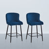 Pair of Barstools Velvet Bar Chair Blue Black Grey Padded Chair Kitchen Modern