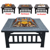 3 in 1 Square Fire Pit BBQ Grill Outdoor Garden Table Stove Patio Heater Ice Pit