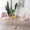 Set of 2 Velvet Fabric Dining Chairs Metal Leg Living Room Kitchen Pink Chair