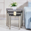 Square Nest of 3 Tables Glass Nested Side End Tables Set Black Modern Home Decor