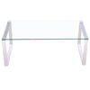 Modern Coffee Table Side Rectangle Table Tempered Clear Glass Table Metal Frame