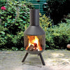 Large Outdoor Patio Garden Portable Black Metal Chimney Fireplace Log Burner Set