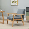 Wooden Single Seater Sofa Accent Chair Armchair Linen Fabric Living Room Grey