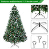7FT Christmas Tree White Flocking Spray PVC 1350 Branch Metal Stand W/ Pine Cone